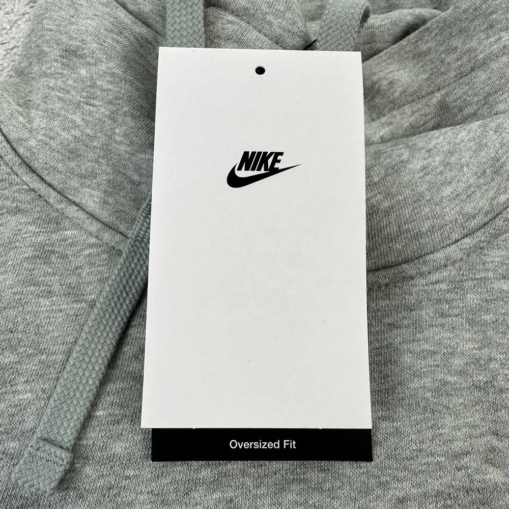 Nike Sweatshirt Womens XS Gray Oversized Funnel Neck Pullover Swoosh FB8664-063
